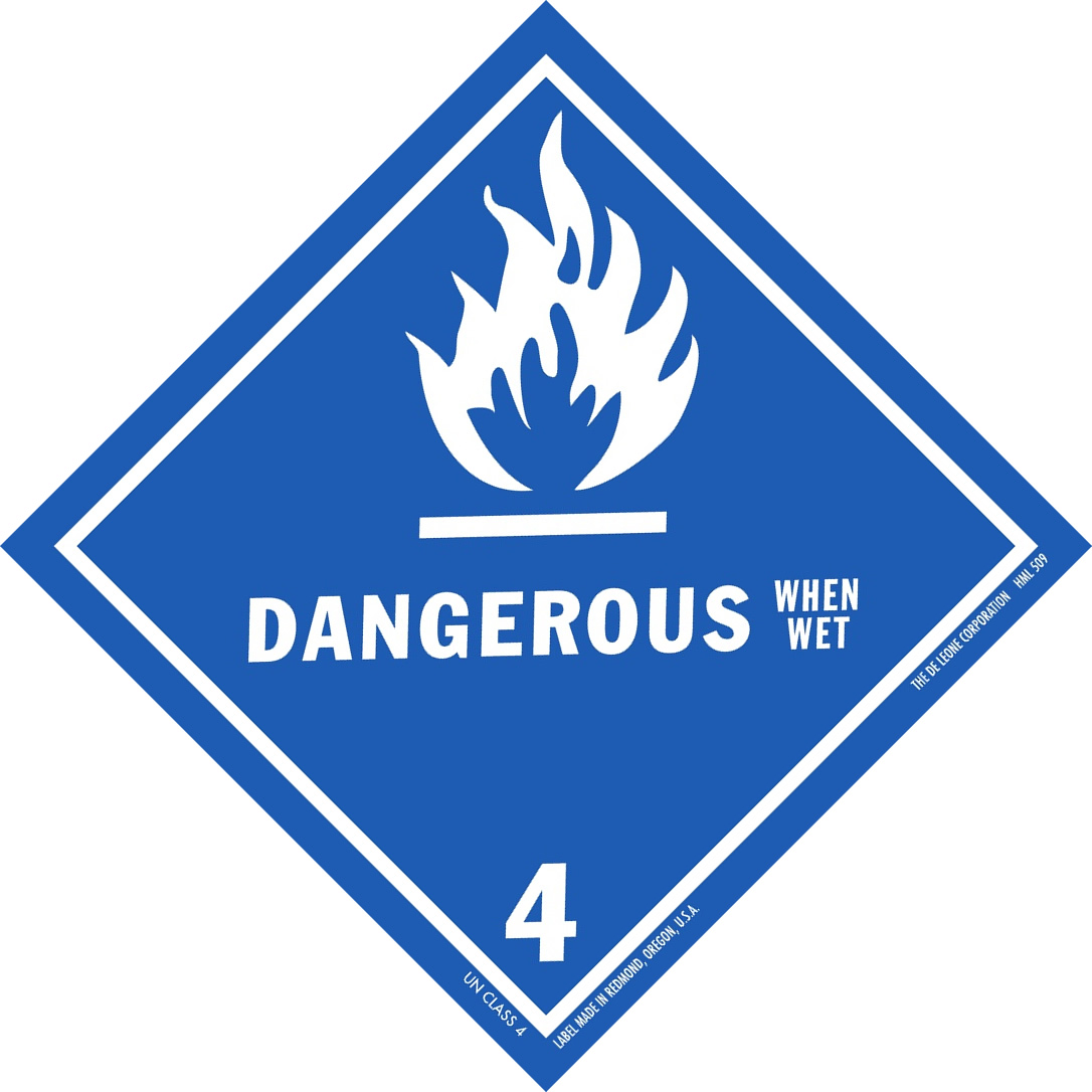 Hazardous Material Labels 4" X 4" Hazardous Materials Label, Class 4