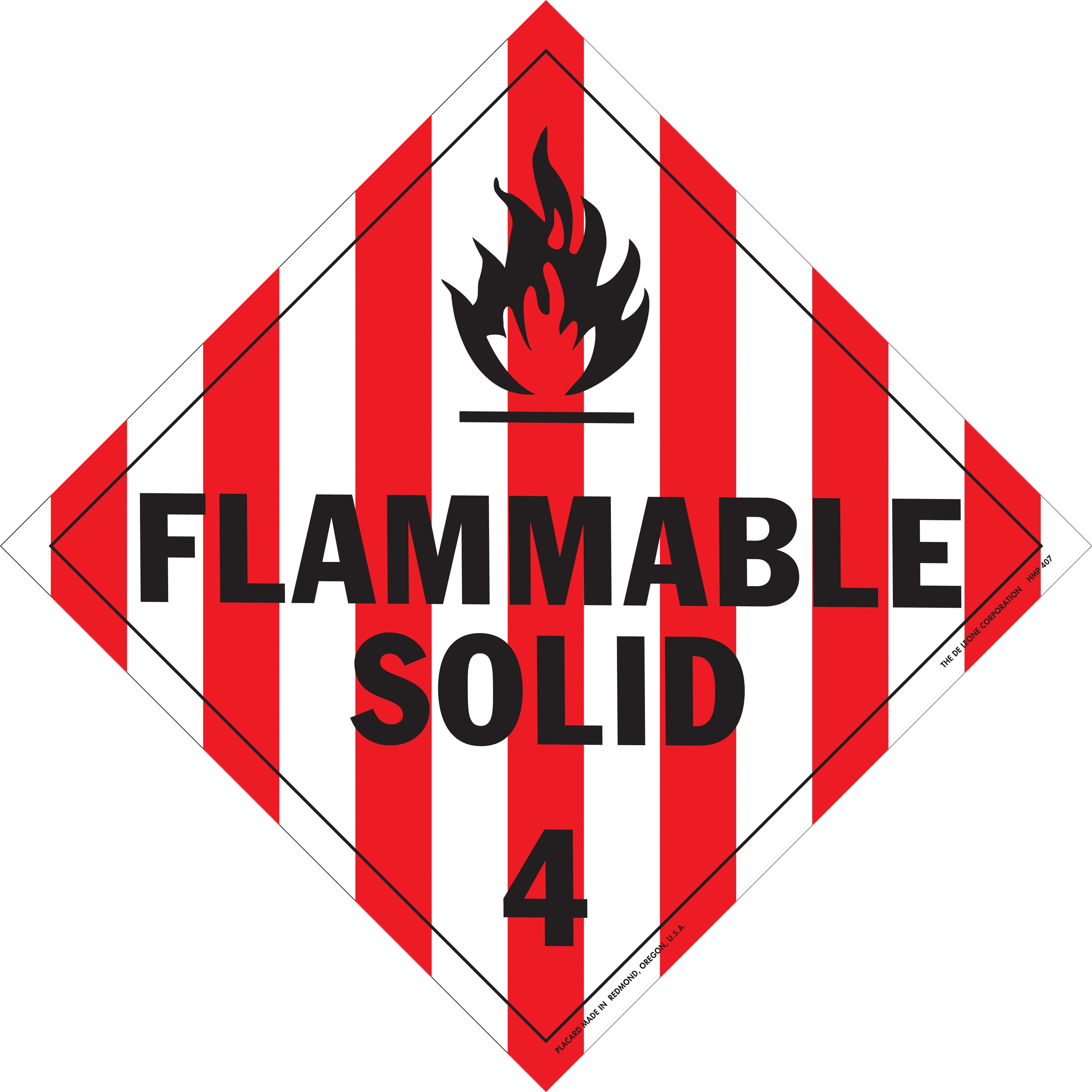 Hazardous Material Placards 10 3/4" x 10 3/4" Class 4 Hazardous