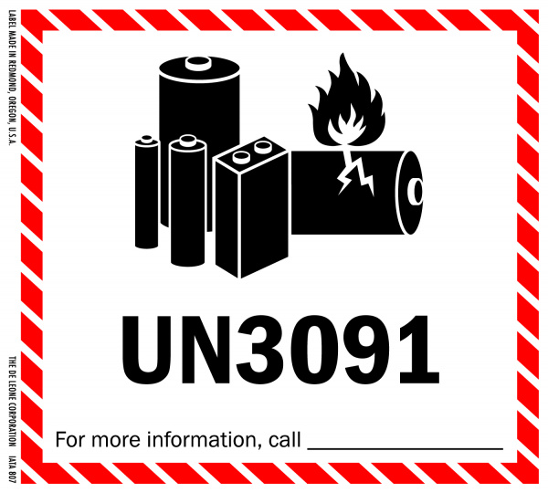 A label UN 3091 for lithium metal with equipment.