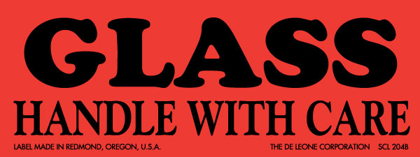 Glass Labels 1 1 2 X 4 Glass Handle With Care Label Fluorescent Red America S Finest Labels