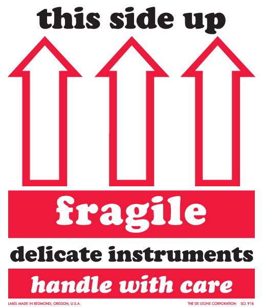 Fragile Labels 4" x 4 1/2" Fragile This Side Up Label America's