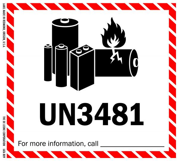 A label UN 3481 for li=ion with equipment.