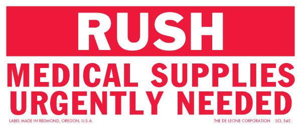 Rush Labels 2 1 2 X 6 Medical Supplies Urgently Needed America S Finest Labels